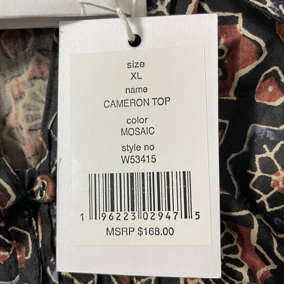 Walter Baker Cameron Brown Multi Mosaic Top Women’s Sz XL - Picture 7 of 12